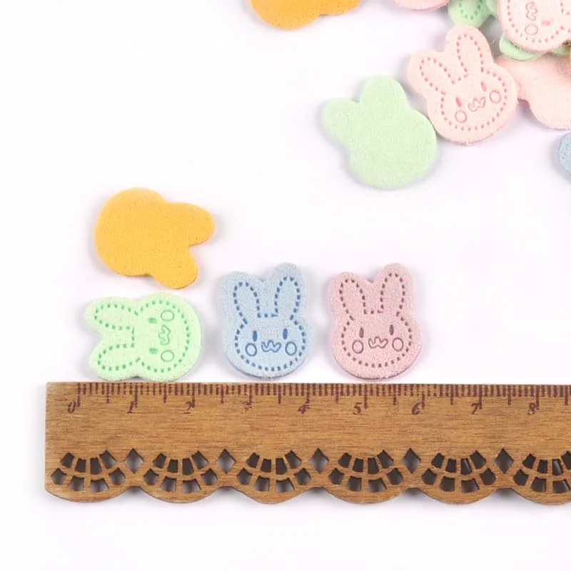 30Pcs 20x15mm Rabbit PU Fiber Leather Labels Embossed Tags DIY Flag Label For Garment Sewing Accessories cp3704