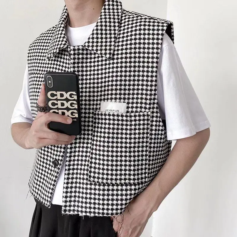 

Мужской жилет для ночного клуба Sle Briti Jaet, повседневный свободный крой из полиэстера, молодежная зимняя верхняя одежда Faion