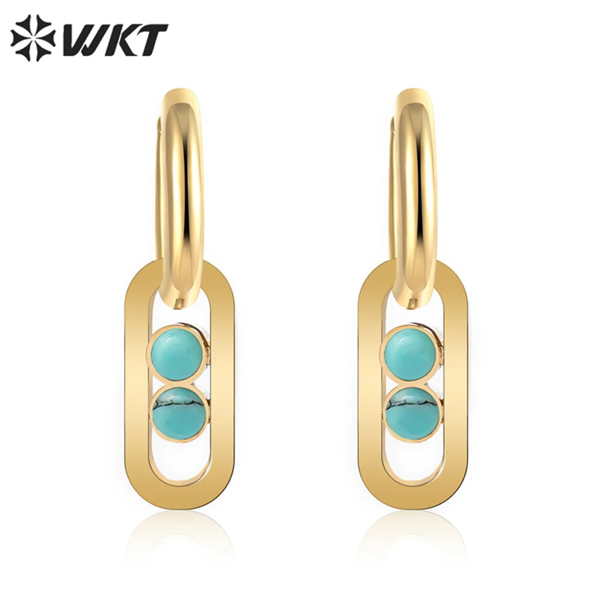 WT-SSE033 WKT 2022 Noble style turquoise stainless steel stud earrings wedding party for women jewelry trend INS