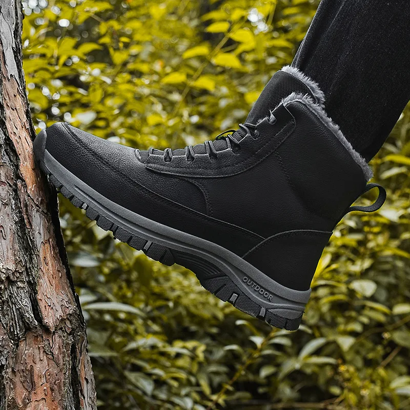 

Мужские зимние зимние ботинки, водонепроницаемые кожаные кроссовки, очень теплые мужские ботинки, уличные мужские походные ботинки, рабочая обувь, новинка 2023 года