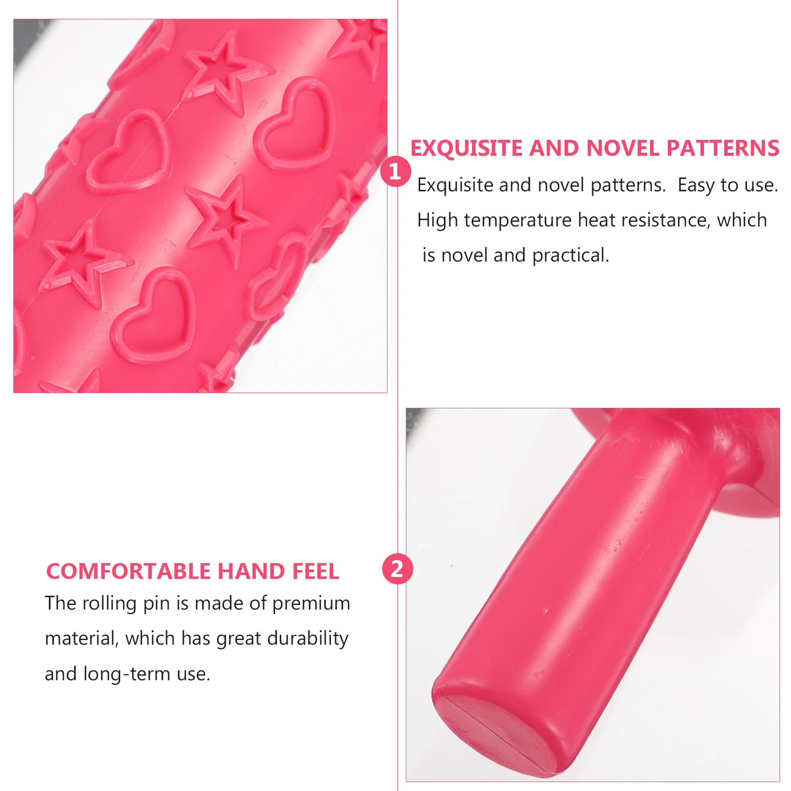

4 Pcs Printed Embossed Rolling Pin Plastic Baking Roller for Cookies Pizza Pastry Noodles Tools Food Grade