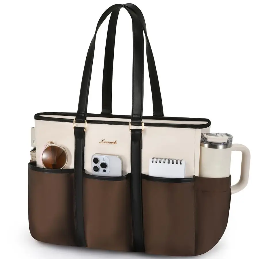 

Womens Work Tote for Laptop, 17 Inch Teacher Nurse Utility Bag Travel College Daily, Professional Large Purse Handbag With Multi