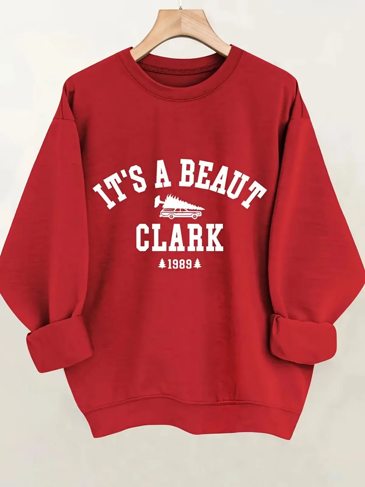 Sudadera con cuello redondo estampada "It's A Beaut Clark" informal y moderna para mujer, adecuada para fiestas, vacaciones, jerseys de regalo