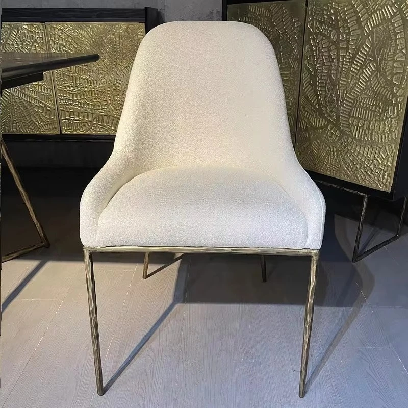 ^Light Luxury Nordic Bronze Forged Metal Dining Chair Modern American Minimalist Design Home Furniture for Western Restaurants