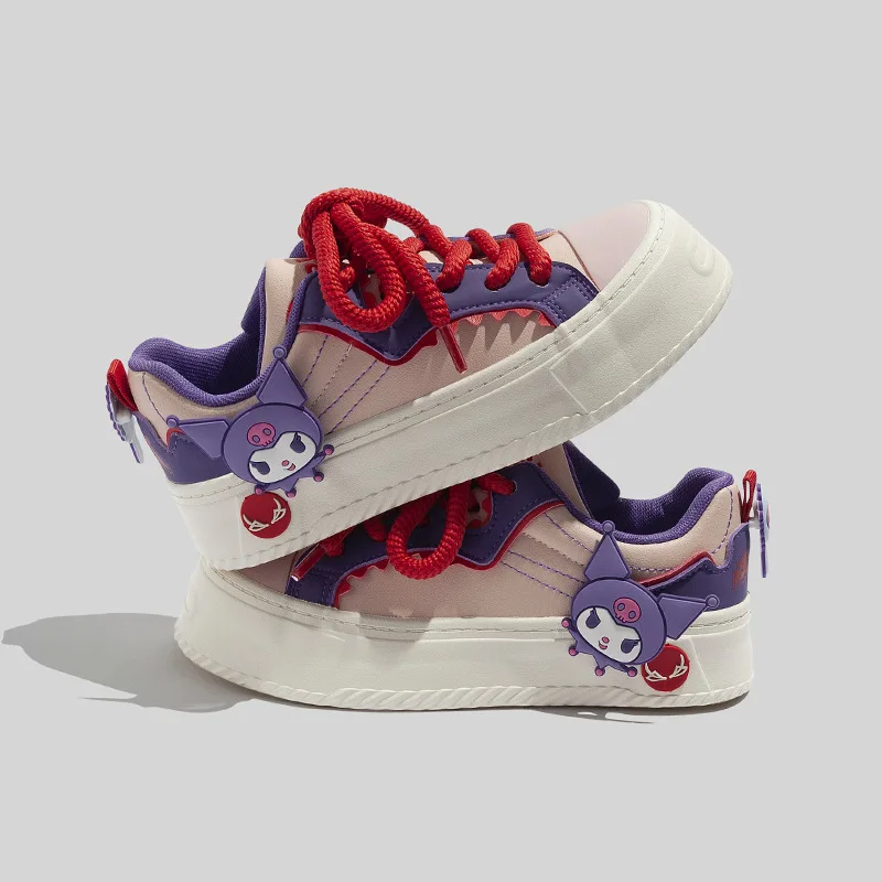 Sanrio Kuromi Women's Sneakers Fashion Pink Purple Cartoon Anime Cosplay Prop Shoes New Autumn Casual Shoes Vintage Board Shoes