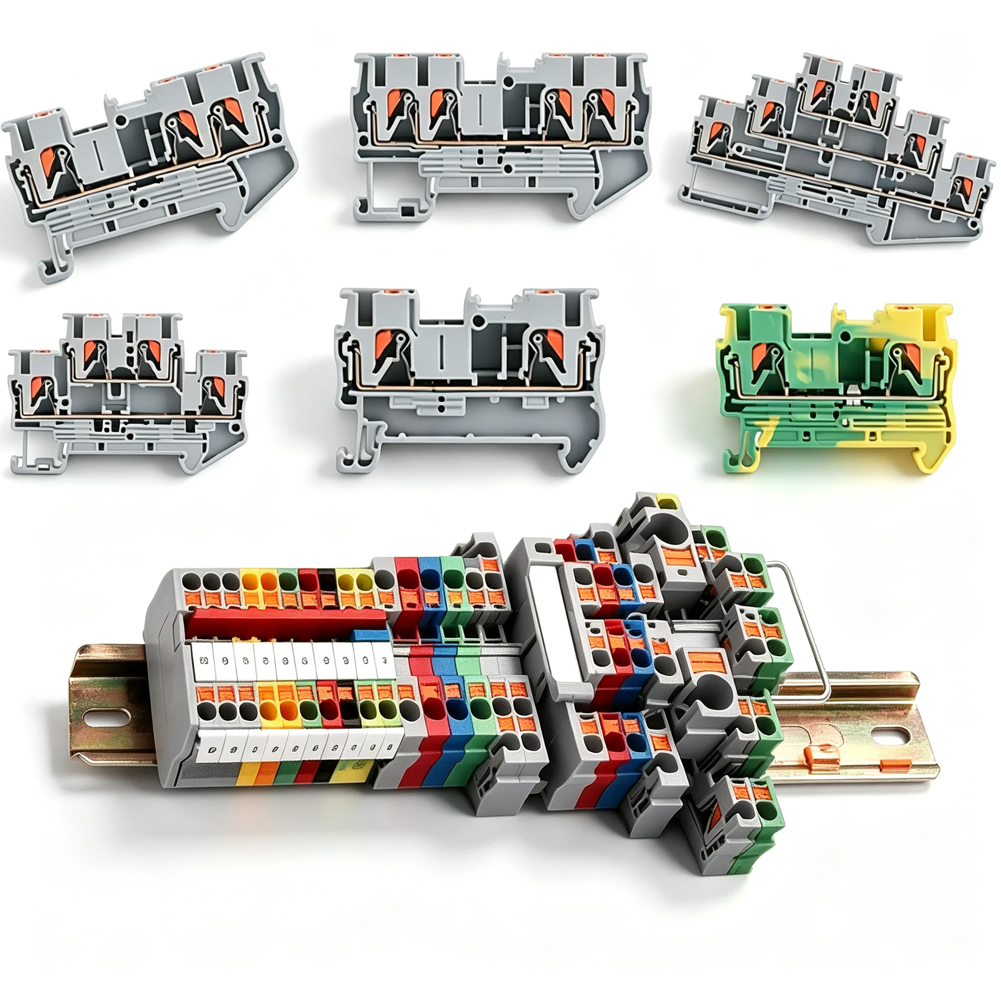 PT2.5 series push in double-layer guide rail terminal block 2-layer 2.5mm ² plug type wire connector