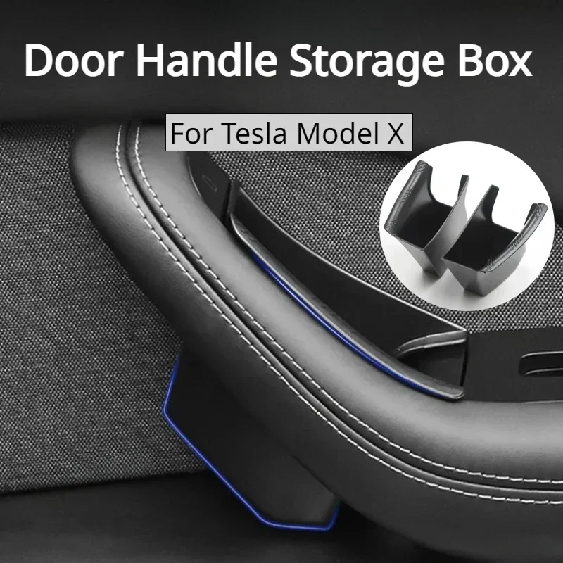 For Tesla Model X 2023 Interior Accessories Front Door Side Handle Storage Box Tray Hidden Organizer Phone Glasses Holder ModelX