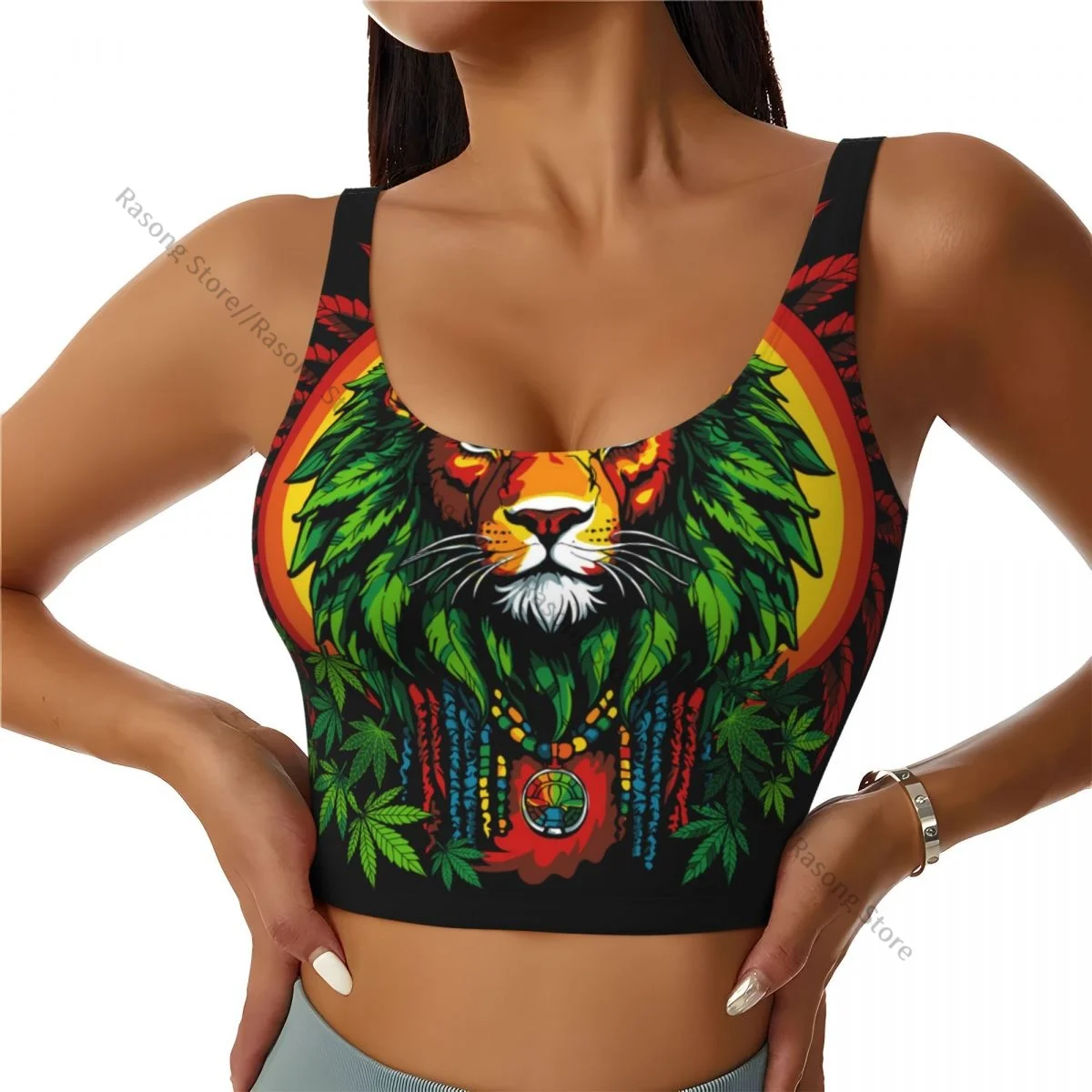 Women Sexy Sports Vest Lion With Dreadlocks Rastafarian Subculture Jamaica Female Streetwear Sport Lingerie Tee Crop Top