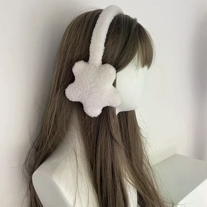 冬の新しいスイートガールキュートイヤーマフ、キュートな星柄のぬいぐるみ、冬用暖かいヘッドウェア、女性用耳栓、防寒イヤーマフ