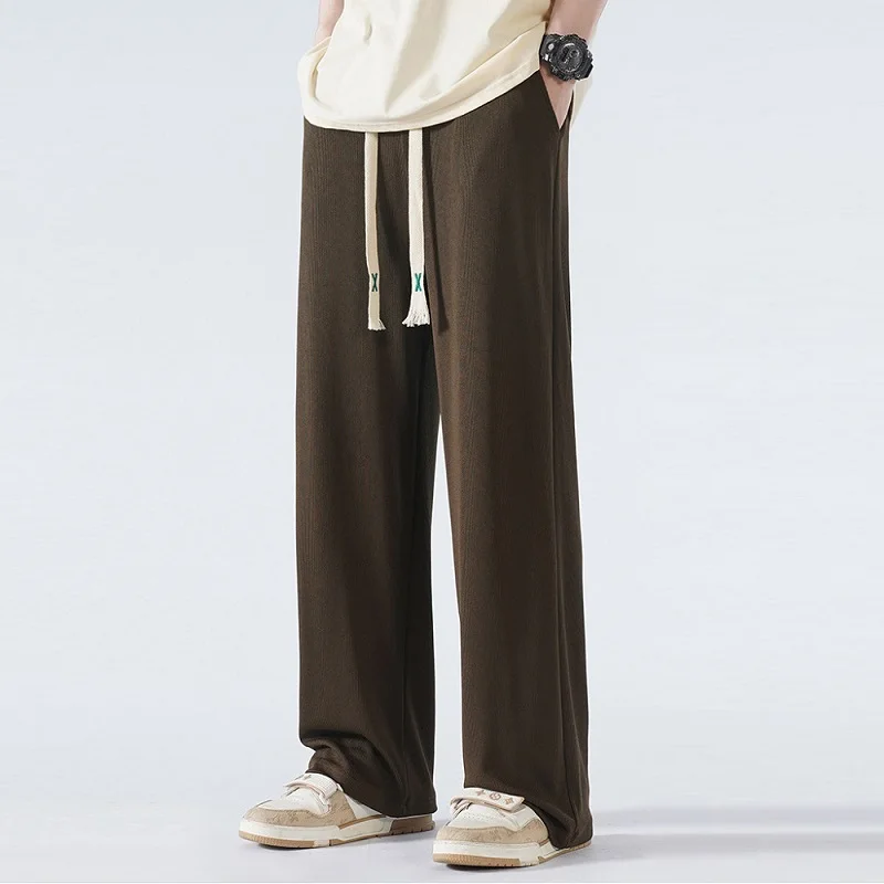 

Oversize Pants Men Black Stretch Baggy Grey Korean Wide Leg Pants Y2k Summer Ice Silk Cool Trouser Straight Loose White Vintage