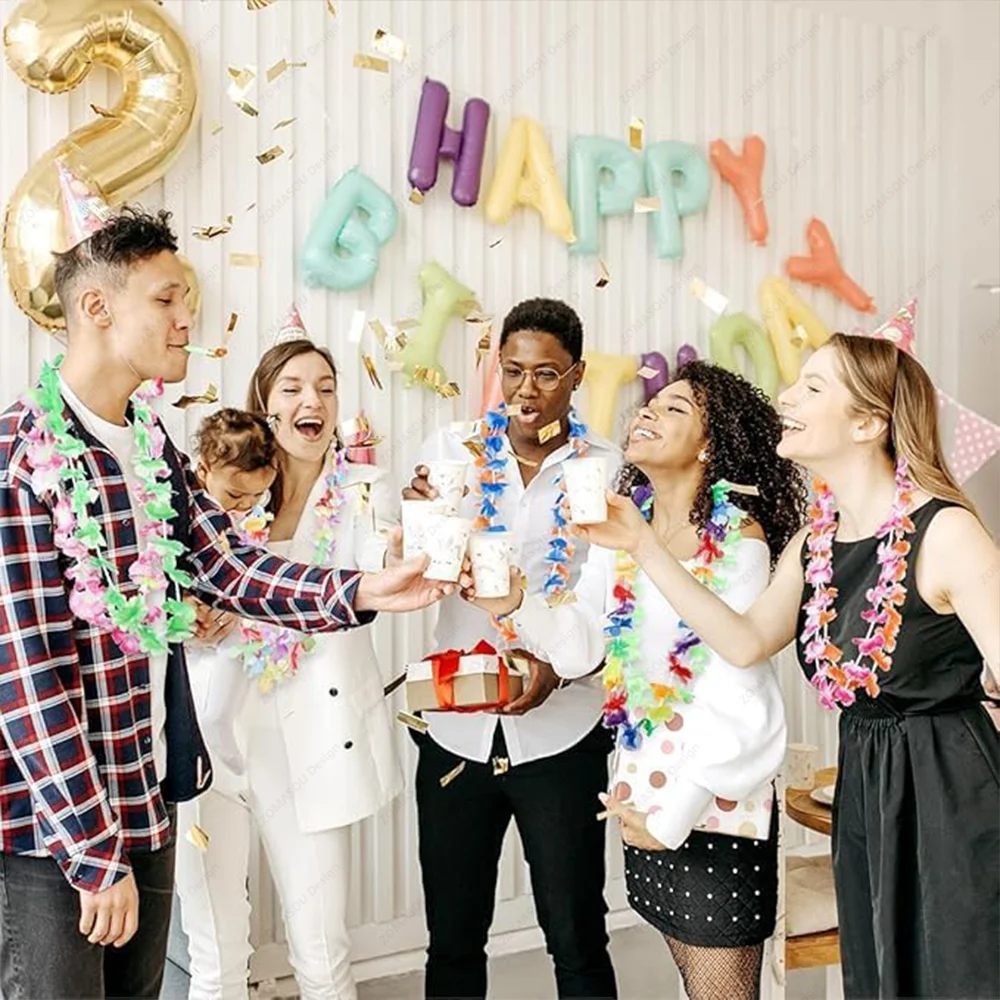 1–150 Stück hawaiianische Leis Bulk hawaiianische Blumen-Halskette, Sommer-Tropen-Girlande, Geburtstagsparty-Dekoration, Luau-Hochzeit, künstliche Blume – Detail 3