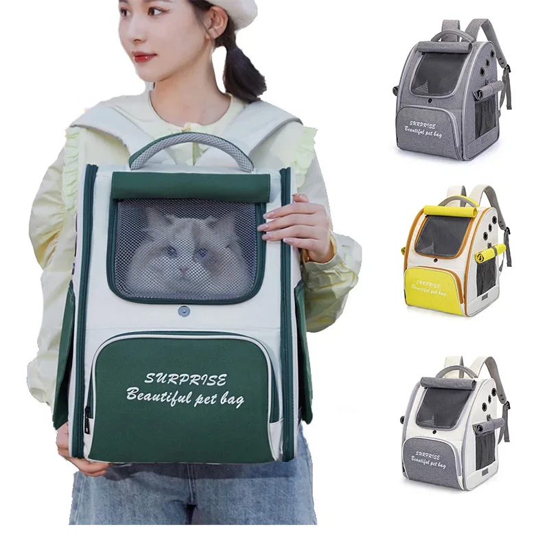 Pet Cat Carrier Bag Breathable Portable Cat Backpack Outdoor Small Dog Transport Carrying Bag Cat Backpack Carriers With Cushion