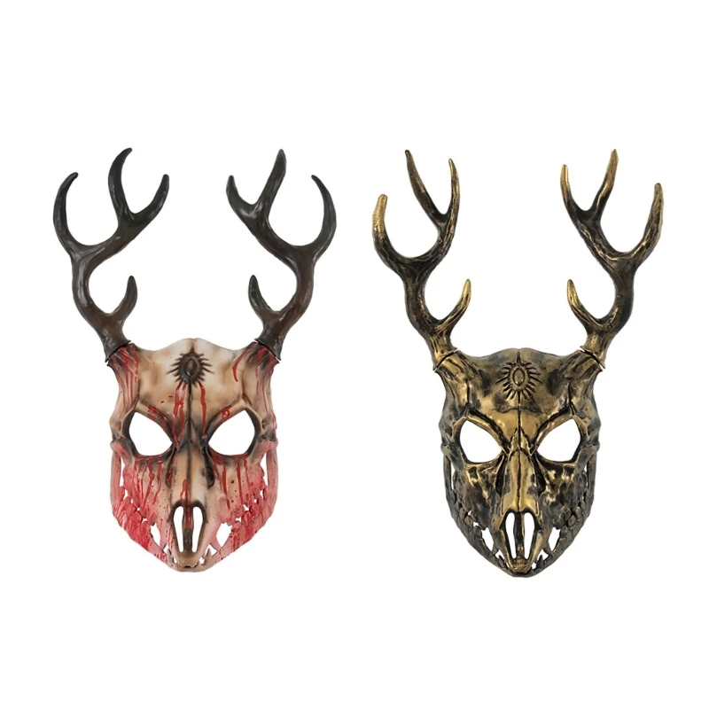 Reindeer Mask Halloween Mask Masquerade Mask Full Face Mask Antler Mask Deer Head Mask Carnivals Mask for Party