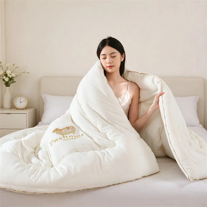 New autumn and winter wool quilt core, cashmere protein thick blanket, thick and warm blanket core, universal for all seasons