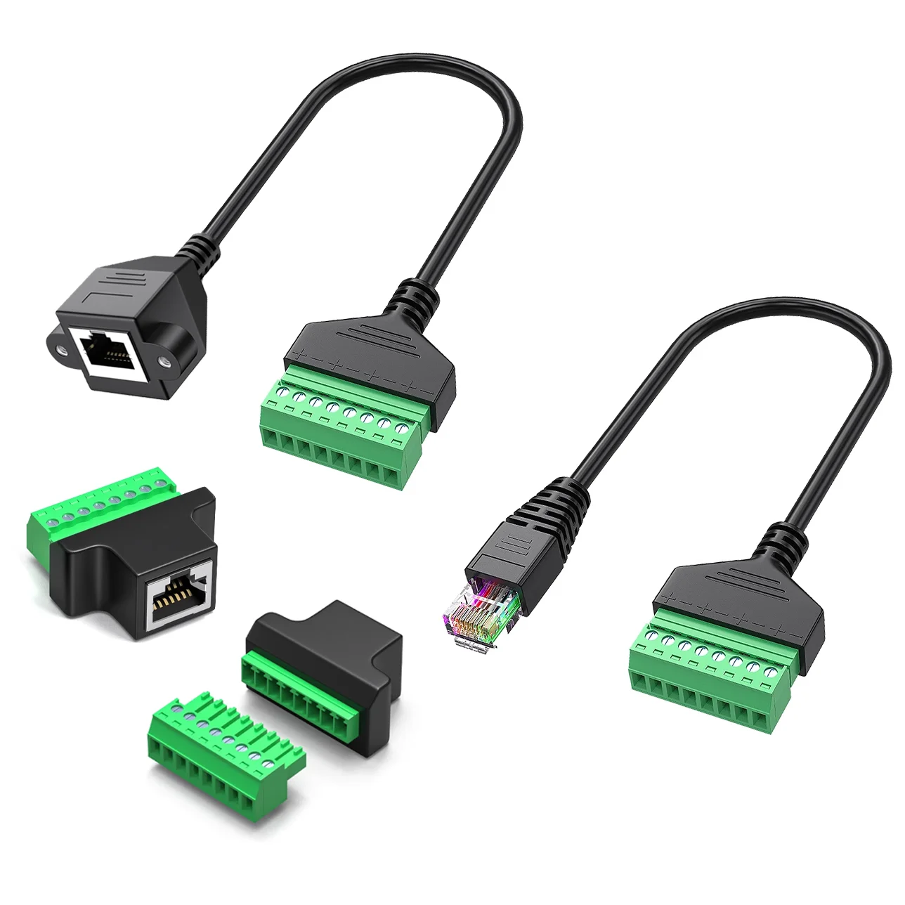 

RJ45 8P8C to 8Pin Screw Terminal Adapter for CCTV DVR Network Signal Extension Cat5/6/7 Ethernet Cable Extender