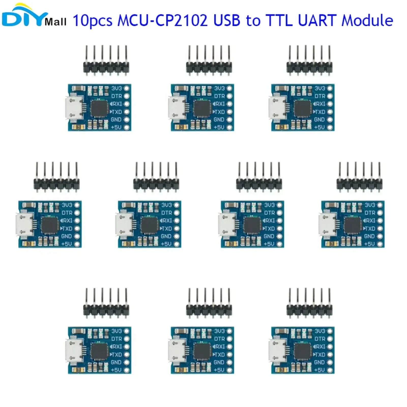 10pcs MCU-1 Module USB to TTL UART Serial Port Converter 6Pin STC Downloader for Arduino Support WIN7/8.1 Linux