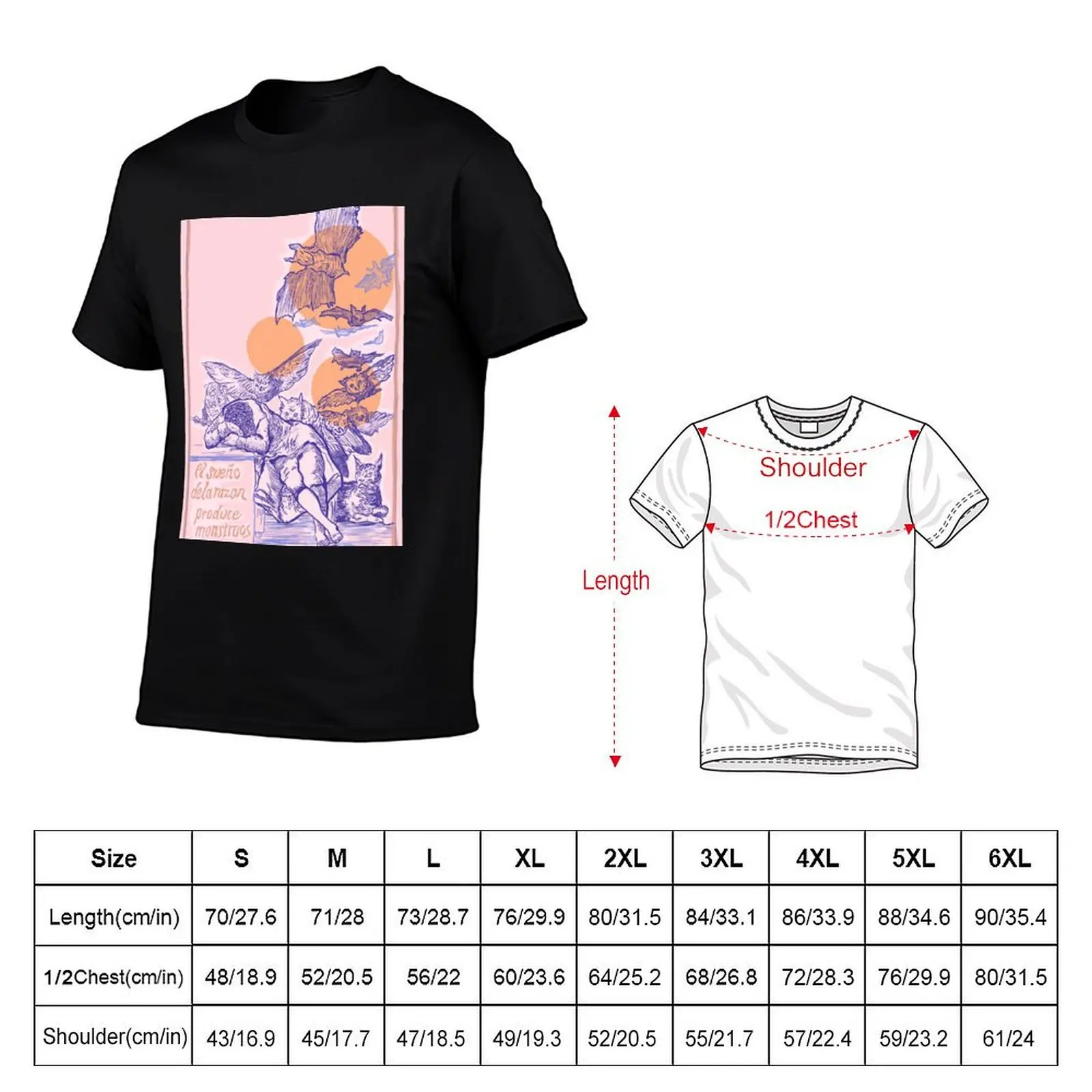 the sleep of reason produces monsters Goya design T-Shirt anime figures anime vintage graphic tee heavyweight t shirts for men