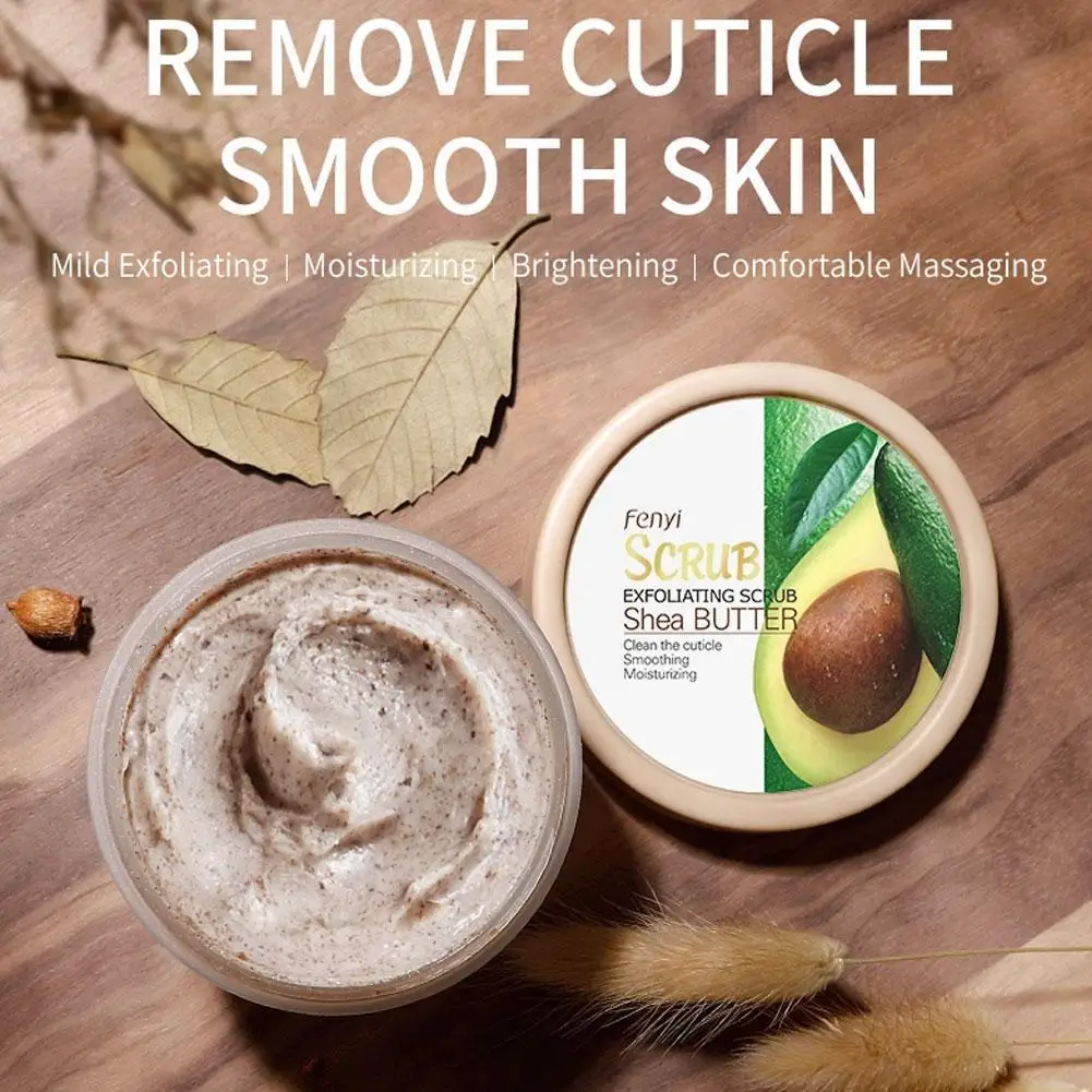 Exfoliante corporal de 100g, Gel exfoliante de manteca de karité, limpieza profunda de poros, tratamiento del acné, ilumina suavemente el aguacate, blanqueamiento facial