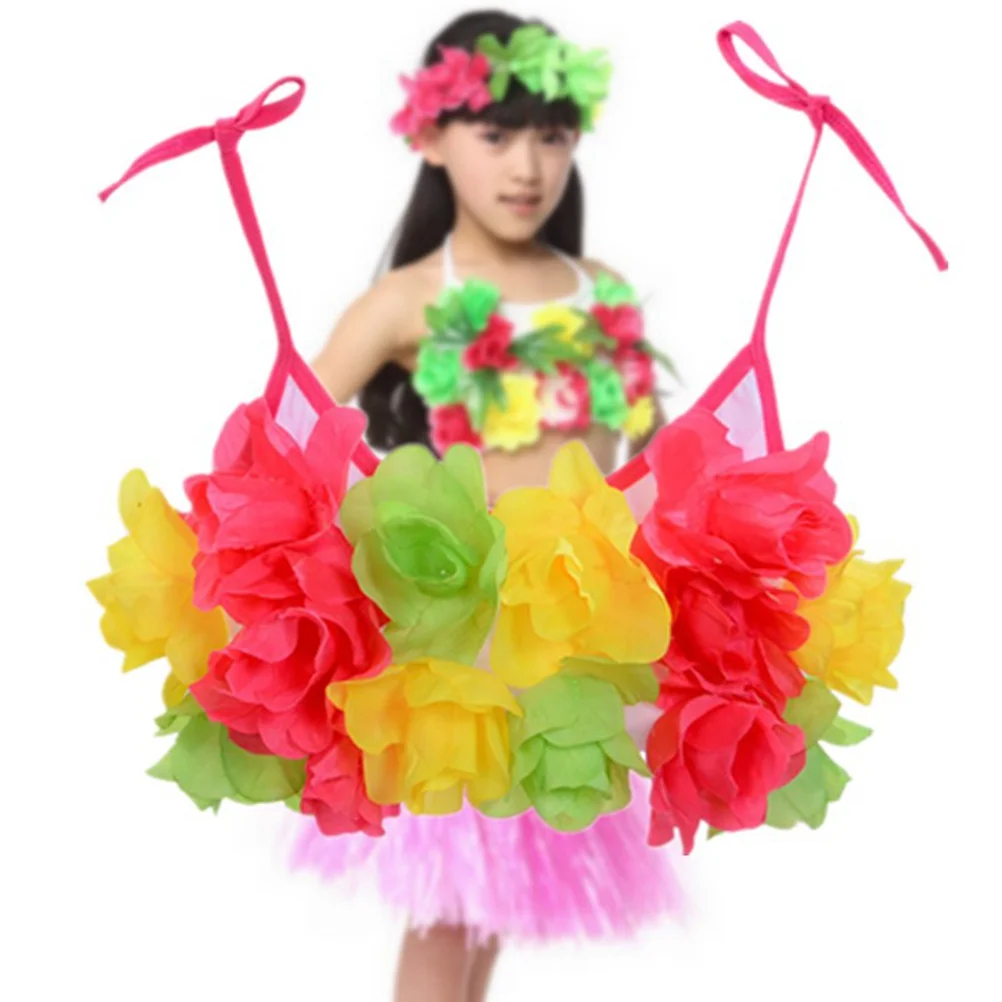 هاواي العشب الرقص القماش البوليستر زهرة طباعة الاستوائية حولا زي لأداء حفلة القماش العشب الرقص #3