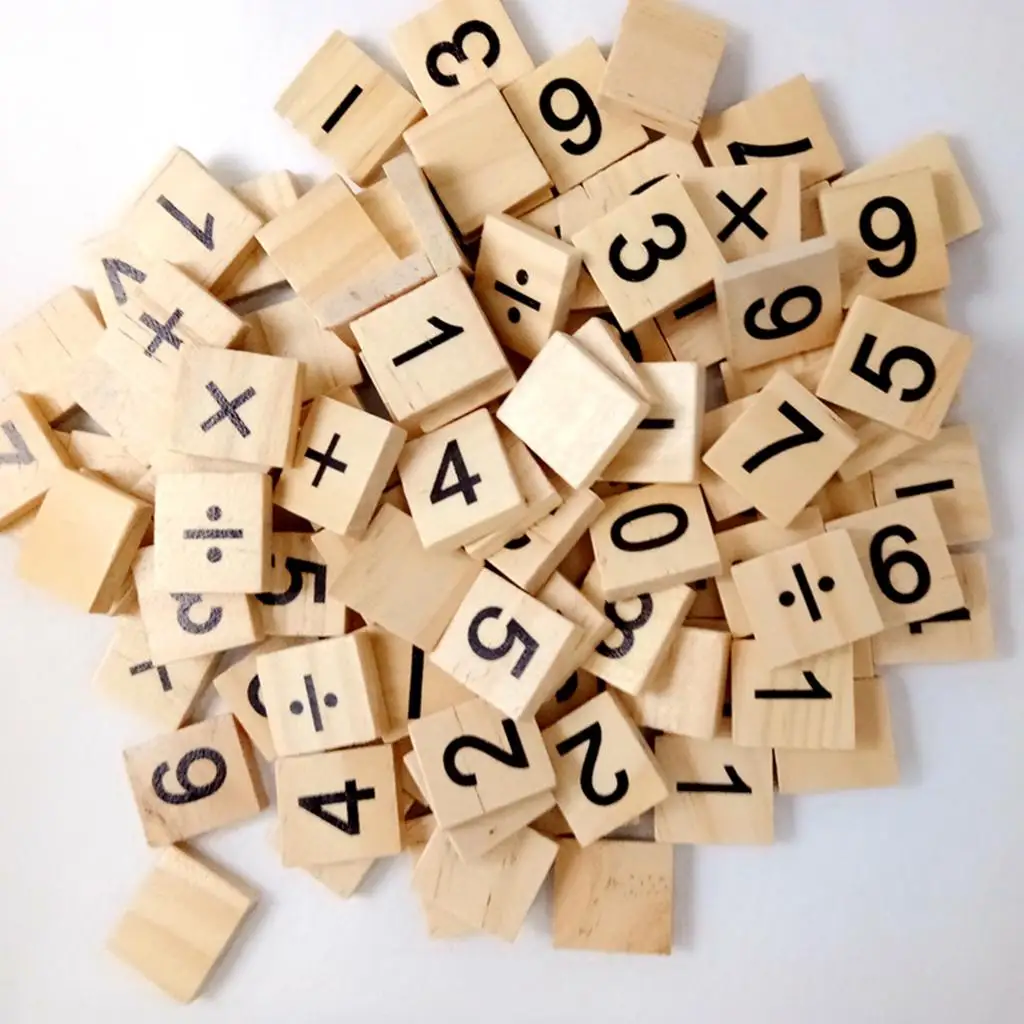 Kids Wooden Tiles Educational Puzzle Wood Letter Craft Scrapbooking Square Game Blocks for Family Fun