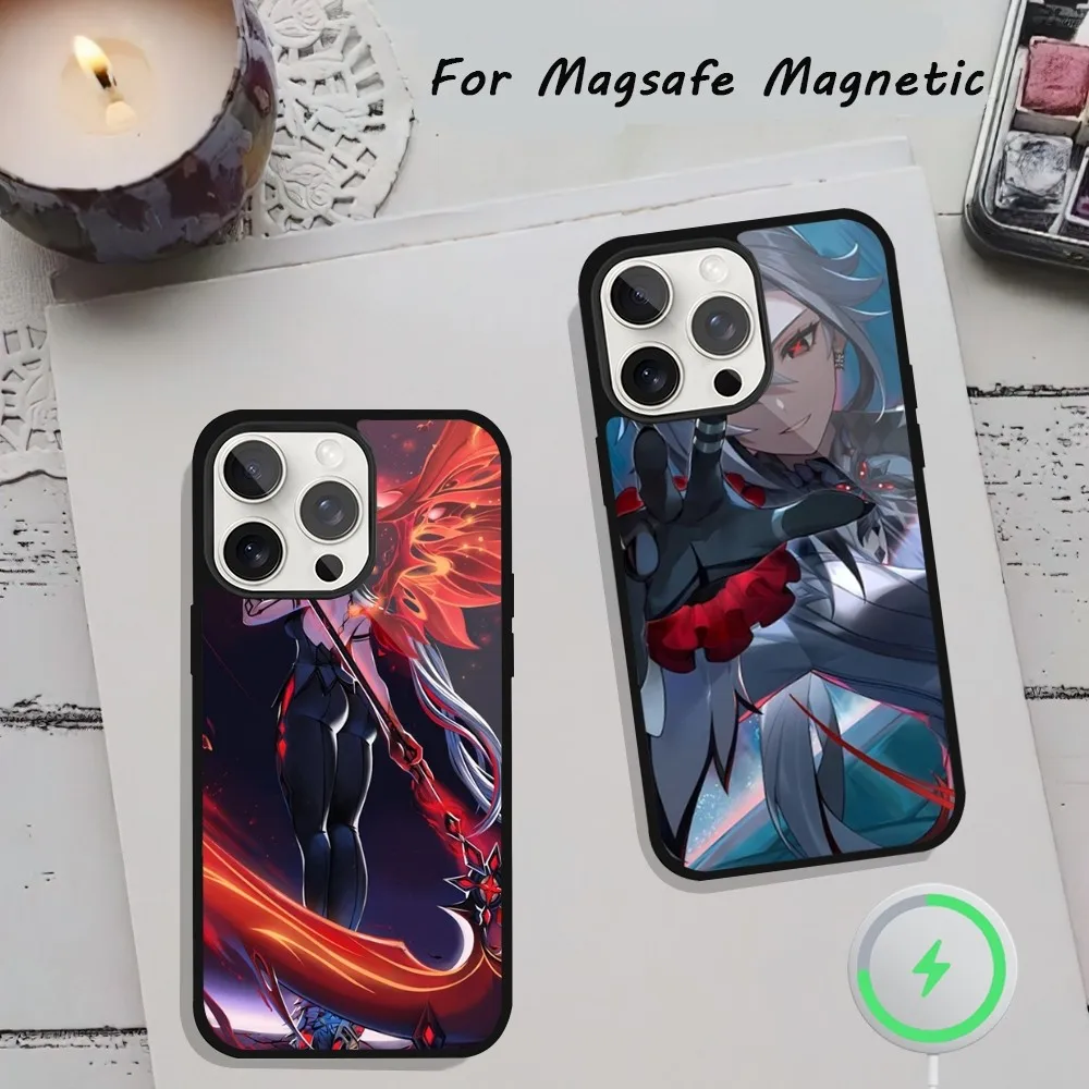 Game Genshin Impact Arlecchino Phone Case  For iPhone 15 12 13 14 11 Pro Plus Max Magsafe Magnetic Wireless Charging shell