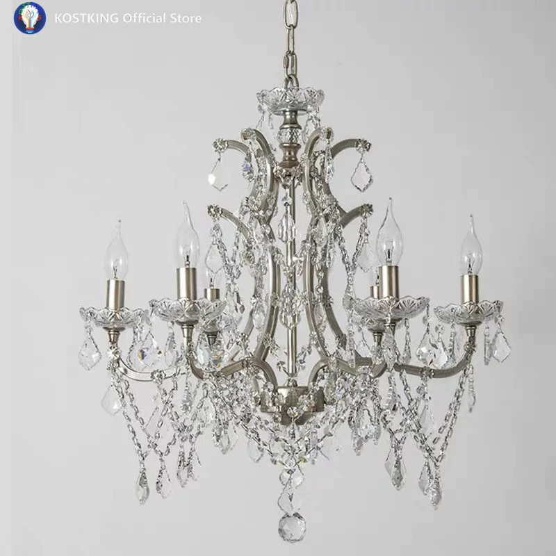 American Style Chandelier Living Room Dining Room Light Vintage French Palace Crystal Light European Style Villa Bedroom Light