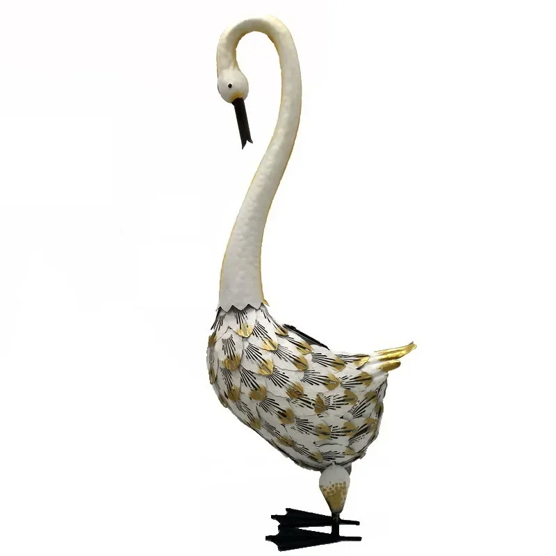 

Garden courtyard, outdoor lawn, luminous, wrought iron animals, swan ornaments, solar lights