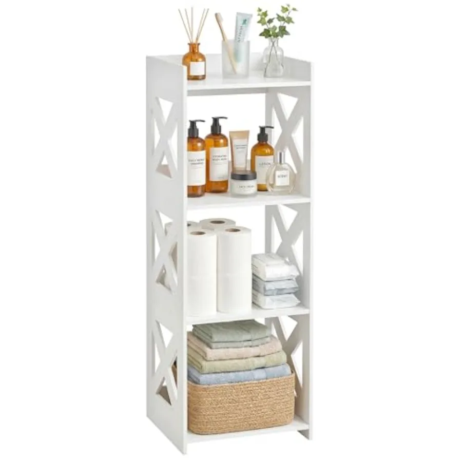 

Small Bathroom Storage Corner Shelf, Waterproof PVC Narrow Floor Stand, Slim Gap Filler Organizer for Toilet Side, Laundry Room