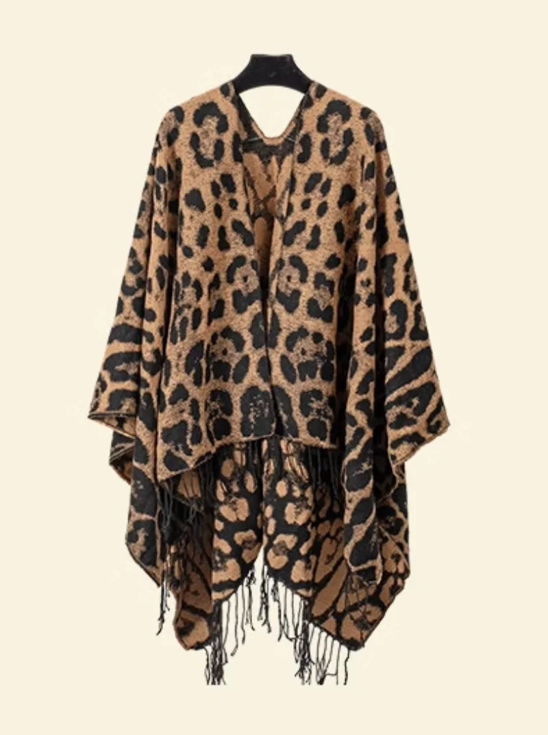 2025 New Japanese Subculture Harajuku Goth Punk Style Travel Versatile Photo Photo Leopard Print Sexy Shawl Coat For Women