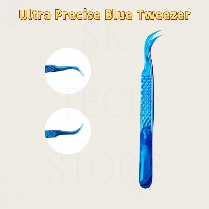 1 قطعة ملاقط مكافحة ساكنة الفولاذ المقاوم للصدأ الأزرق لإصلاح الالكترونيات عالية الدقة لحام أدوات حرفية الملقط رقيقة تلميح