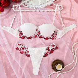 Sexy Women Bra Set Fancy Lingerie Steel Ring Push Up Bra and Panty Set Comfortable Intimate Underwear Embroidery Erotic Lingerie