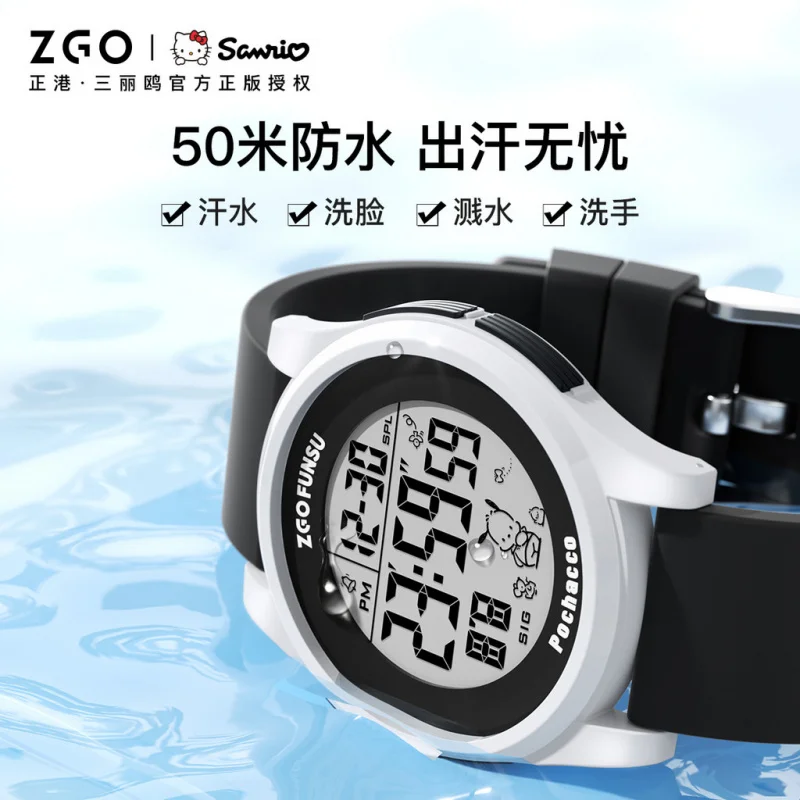 ZGO Sanrio Pochacco Kids Digital Watch, Unisex, Student Exam Watch, Sporty, Waterproof, and Luminous Electronic Watch Gift 8591