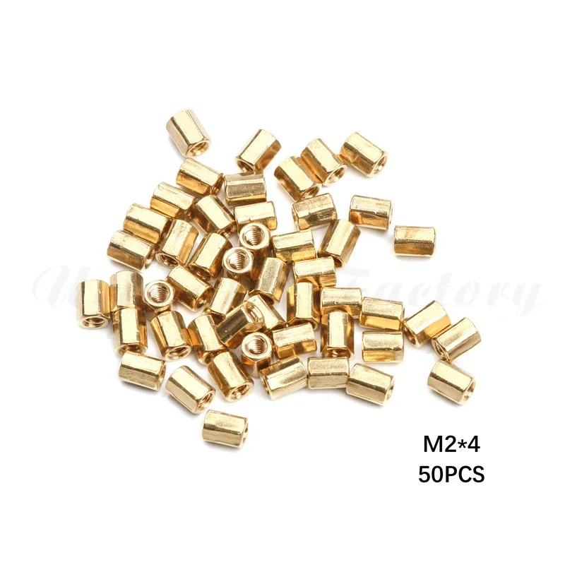 50Pcs M2 Hex Nut Spacing Screw Brass Threaded Pillar PCB Motherboard Standoff Spacer Kit 4mm/6mm/8mm/10mm