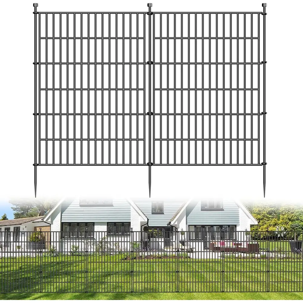 

Outdoor Garden Fence, 40H x 11.8L, Rust-Resistant Metal Wire Panel with Ground Stakes for Pets and Patio Use