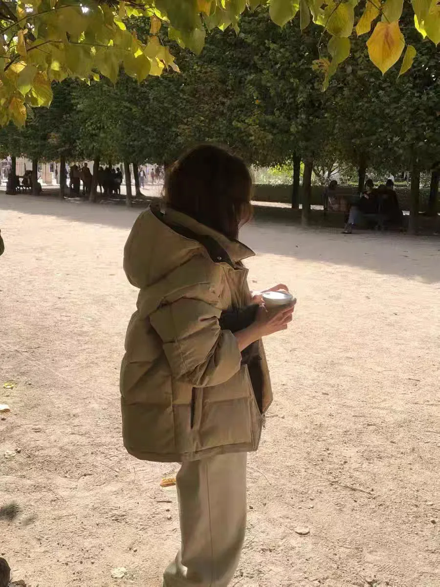 OBET フード付きダウンジャケット レディース ルーズ グースフェザー リバーシブル 暖かい ブレッド スタイル カジュアル ファッション ジップアップ