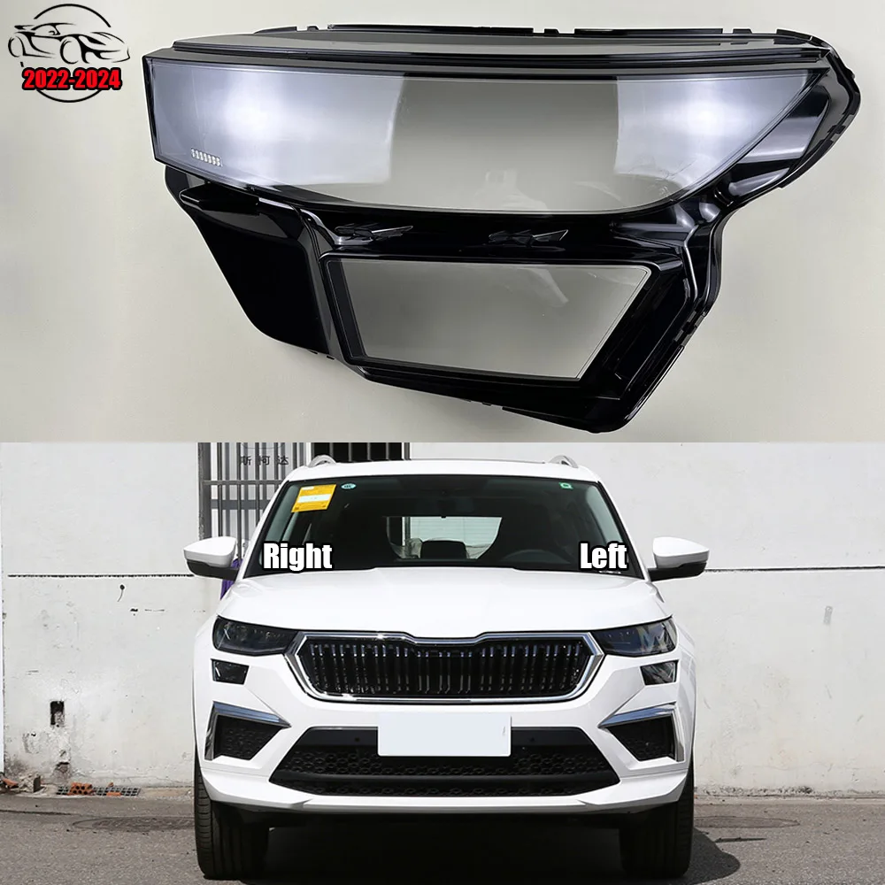 

For Skoda Kodiaq 2022 2023 2024 Front Headlamp Cover Lamp Shade Headlight Shell Lens Plexiglass Replace Original Lampshade