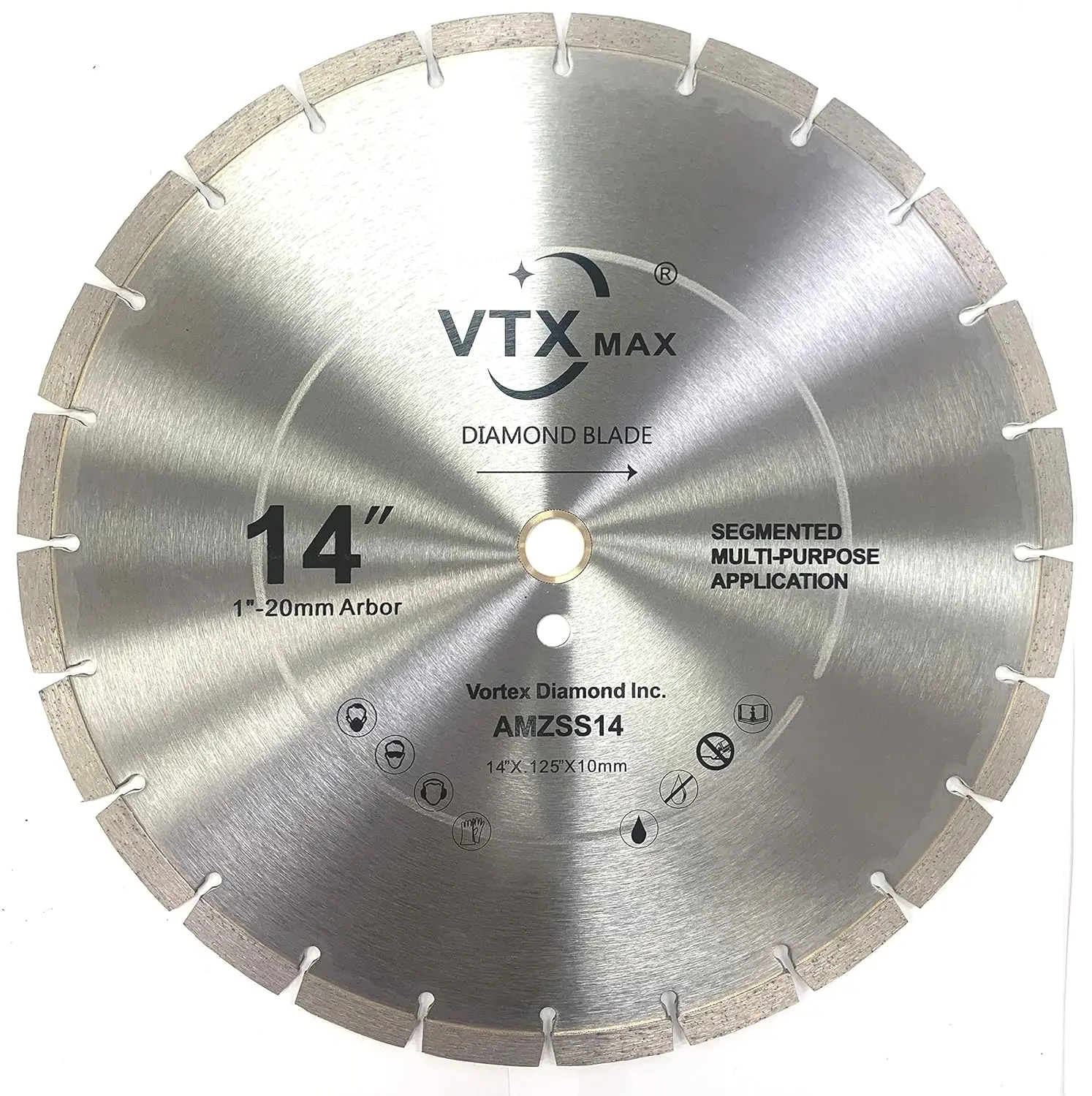 (10 Pack) VSS 14 Inch Dry or Wet Cutting General Purpose Power Saw Segmented Diamond Blades for Concrete Stone Brick Masonry