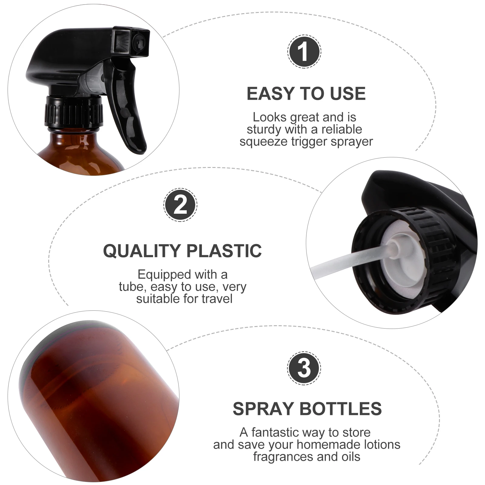 

Empty Brown Glass Spray Bottle Portable Refillable Trigger Sprayer for Essential Oils Lotions Aromatherapy Travel Use