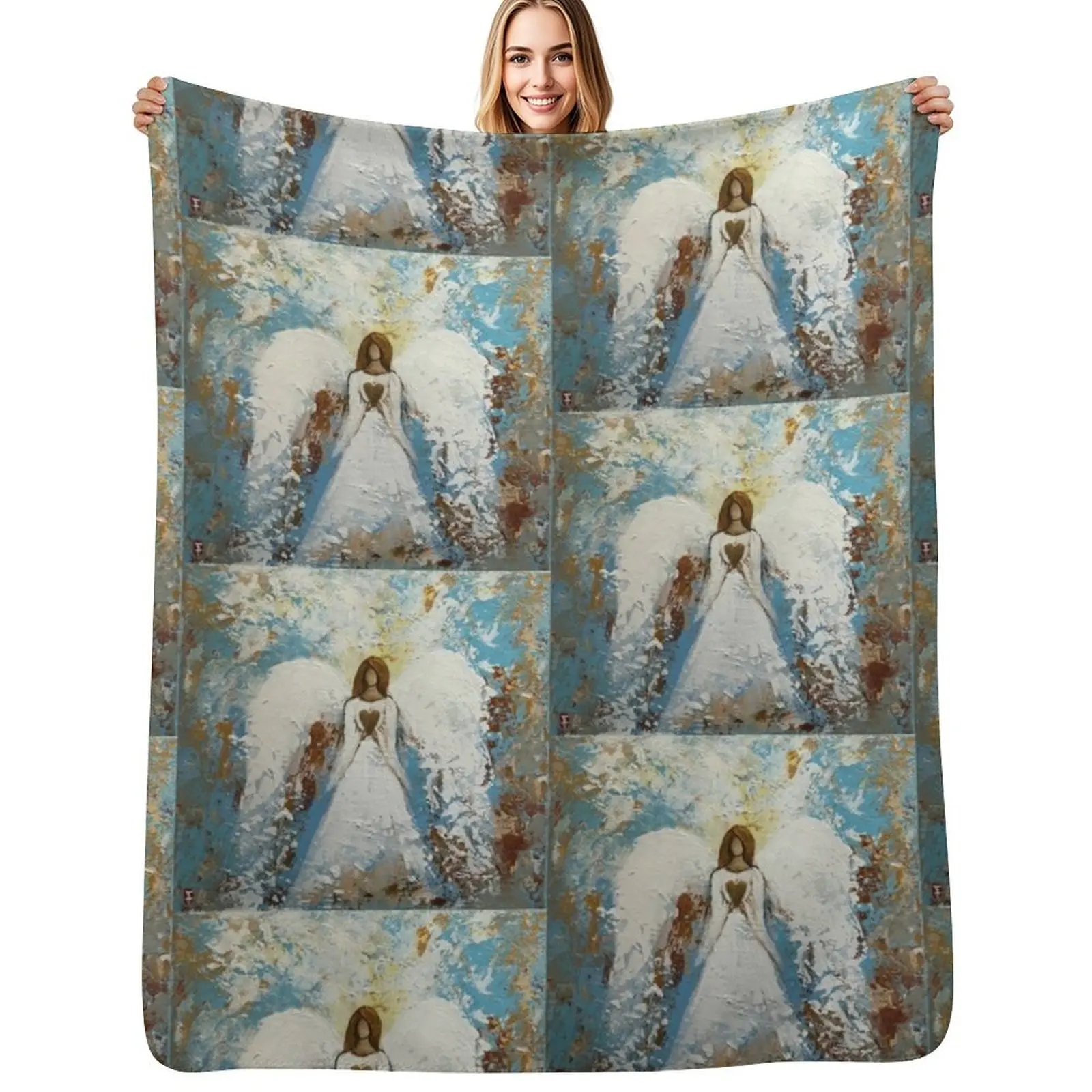 Healing Angel Throw Blanket Elegant Warm Throw Blanket for Hotel Home