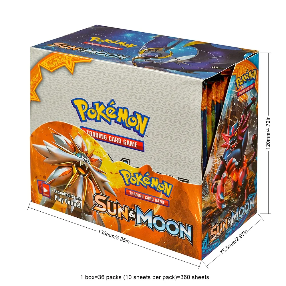 

360 шт. Английский Pokémon TCG: SUN MOON Booster Box Торговая карта Pokemon, 36 упаковок в коробке
