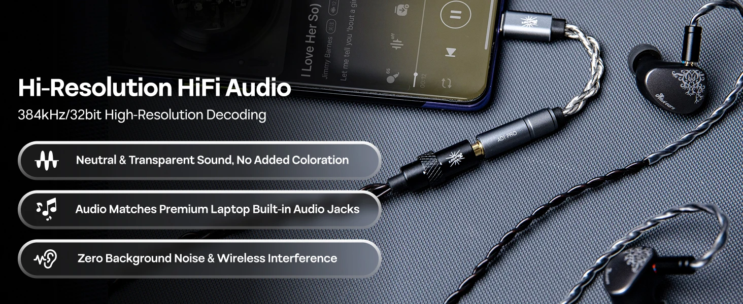 Kiwi Ears AD1 Pro Verbesserter USB-C Dongle mit Höherer Leistung, Geringerer Verzerrung & Plug-and-Play-Kompatibilität – Detail 2