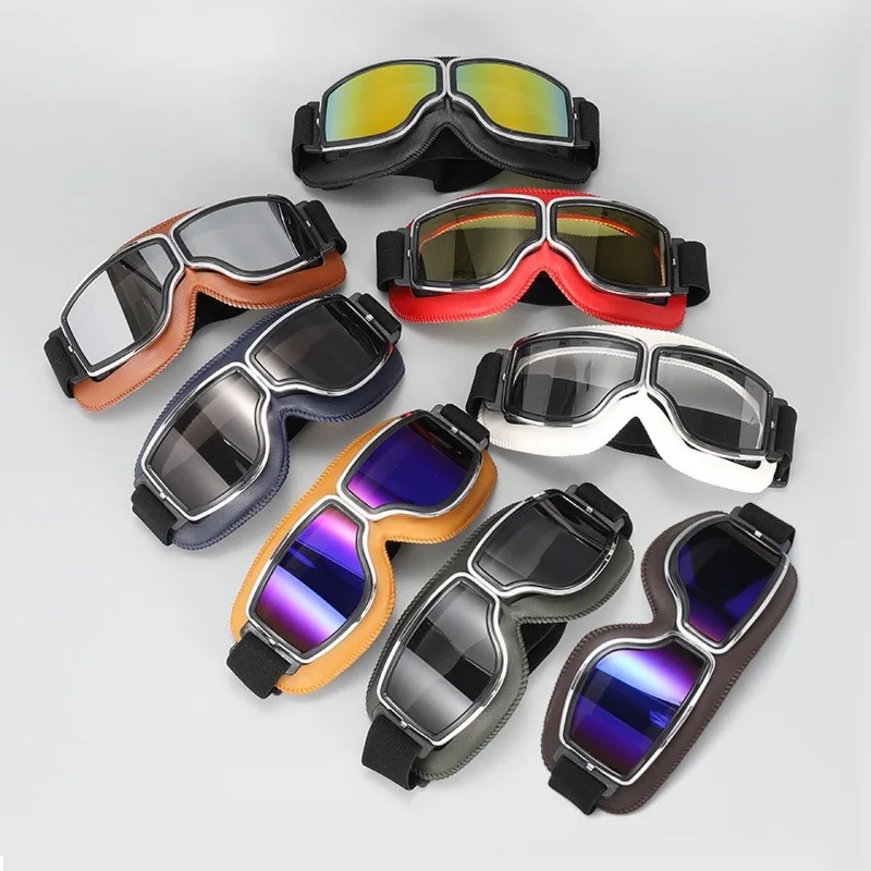 

2025 New Vintage Motorcycle Goggles, Retro Windproof Dustproof Riding Glasses, UV Protection for Harley Motocross Outdoor