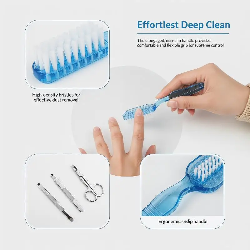 Colorful Grip Nail Brush Stiff Bristles Non Slip Portable Hand Nail Cleaner for Home Manicure Nail Care