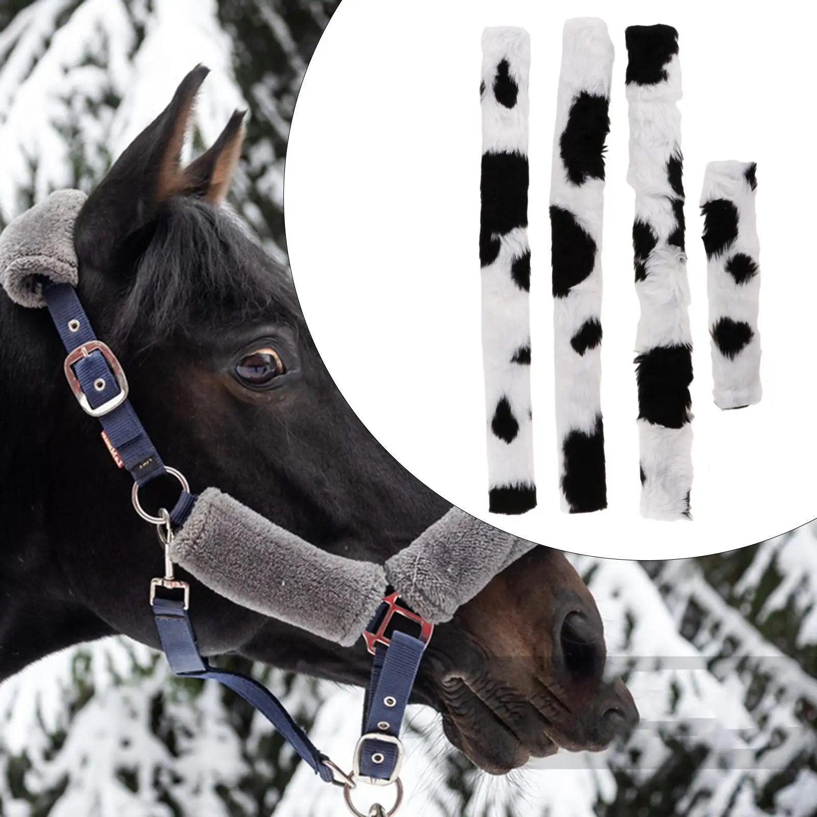 4 ชิ้นม้า Halter Noseband ฝาครอบม้า Bridle จมูกแบบพกพา Flannel