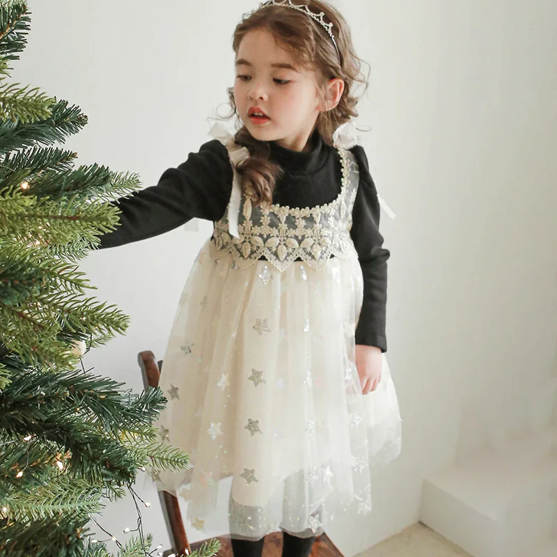 

Girls' Dress2025Winter Style Strawberry Shan Elegant Lace Trim Thickened Princess Dress In Stock