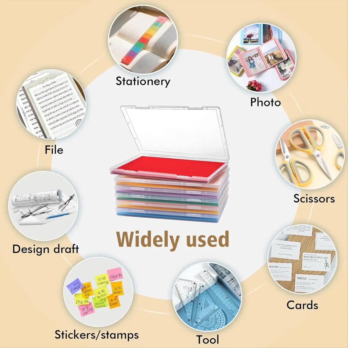 6PCS Applies to 8 X 10inch of Photo Storage Box, Plastic Scrapbook Papers Storage Containers,for Photos, Stationery