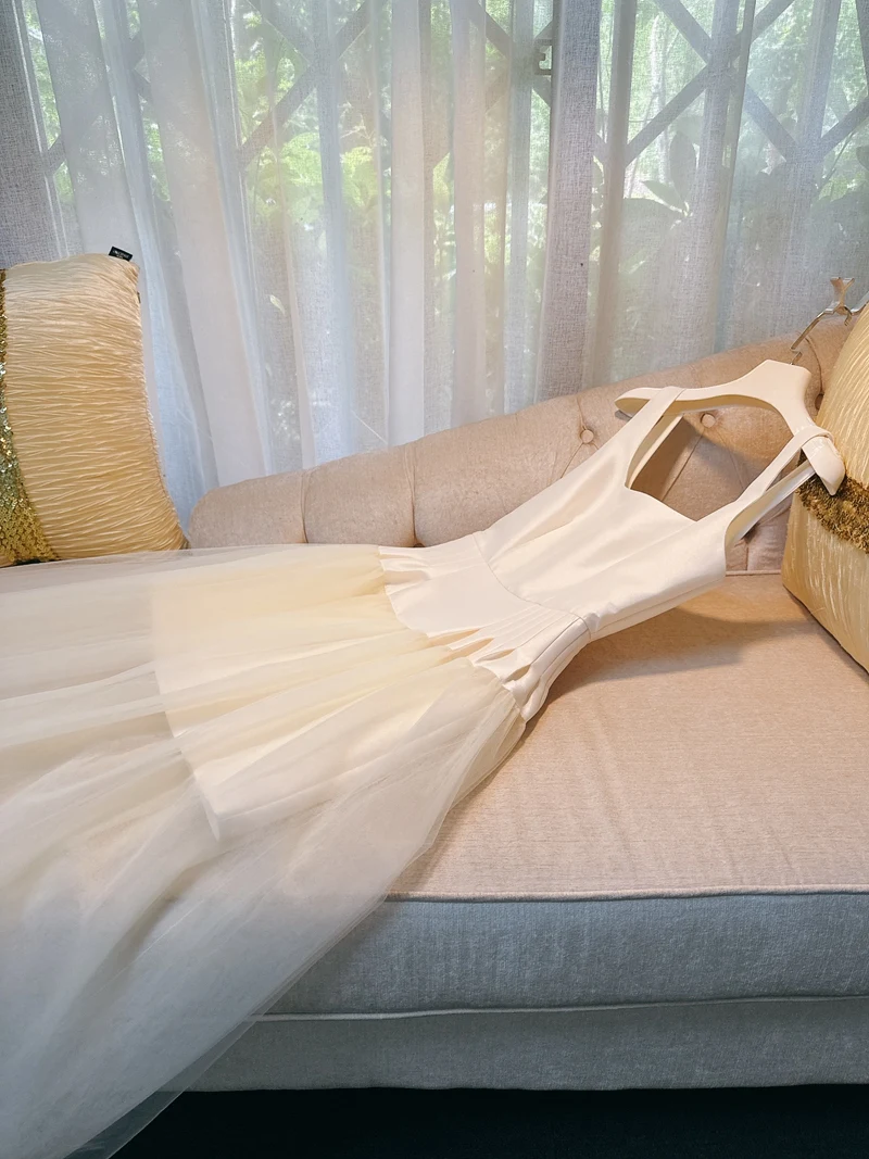 Summer Aosphere White Sexy Brtte Strap Me Patchwork PureWant Aoscence Fairy Silk Velvet High-End Holiday Dr