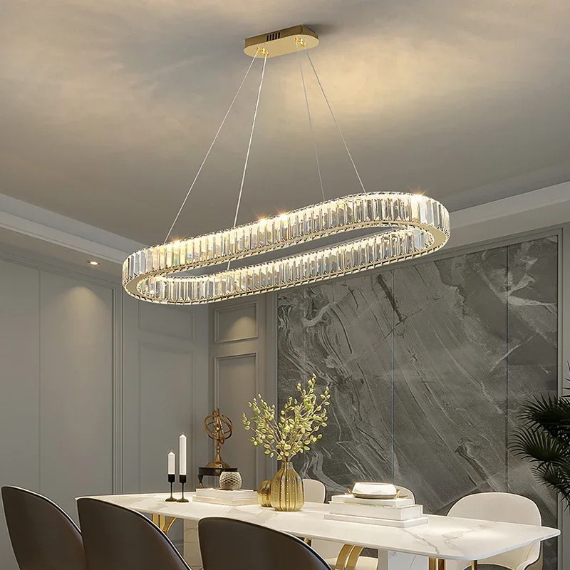 Moderne Luxe Led Kristal Hanglampen Villa Eetkamer Keuken Verlichting Glans Decor Kroonluchters Binnenbarverlichting Armatuur