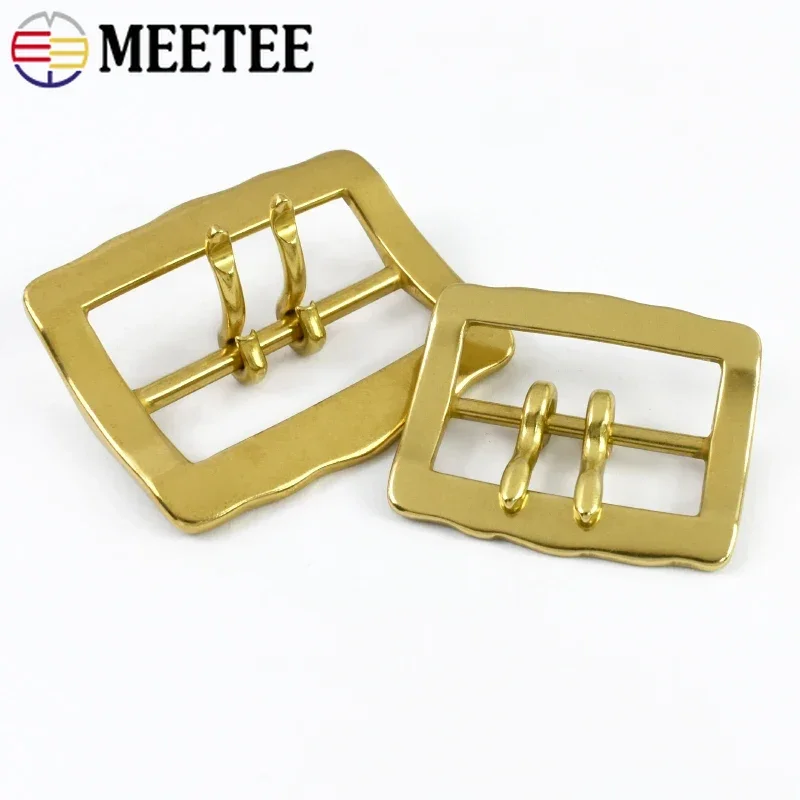 

1Pc 40/50mm Solid Brass Buckle Double Pin Waistband Clasp Men's Belt Buckles Leather Craft Adjust Hook DIY Hardware Accessories