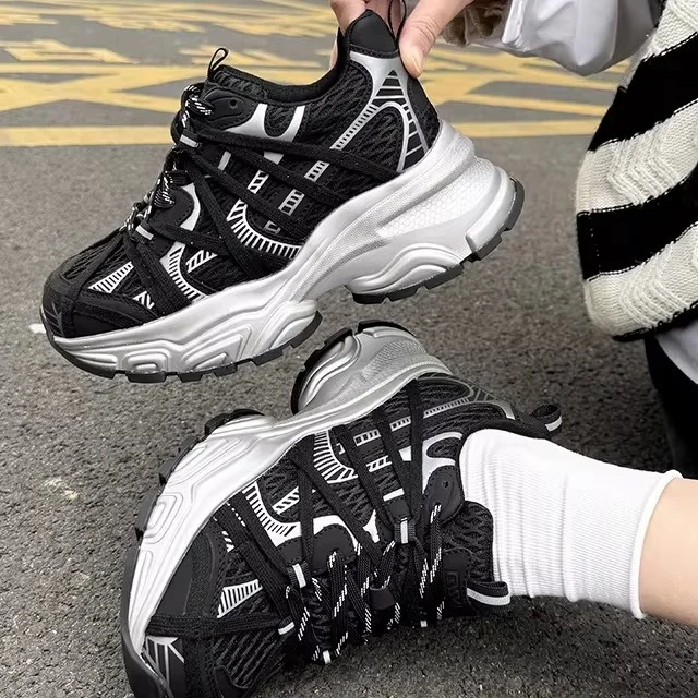 

Real Leather Sport Shoes Women's Dad Style Agan Shoes Versatile Thick Bottom Deqin Shoes Casual Fashion Low Top Business Shoes